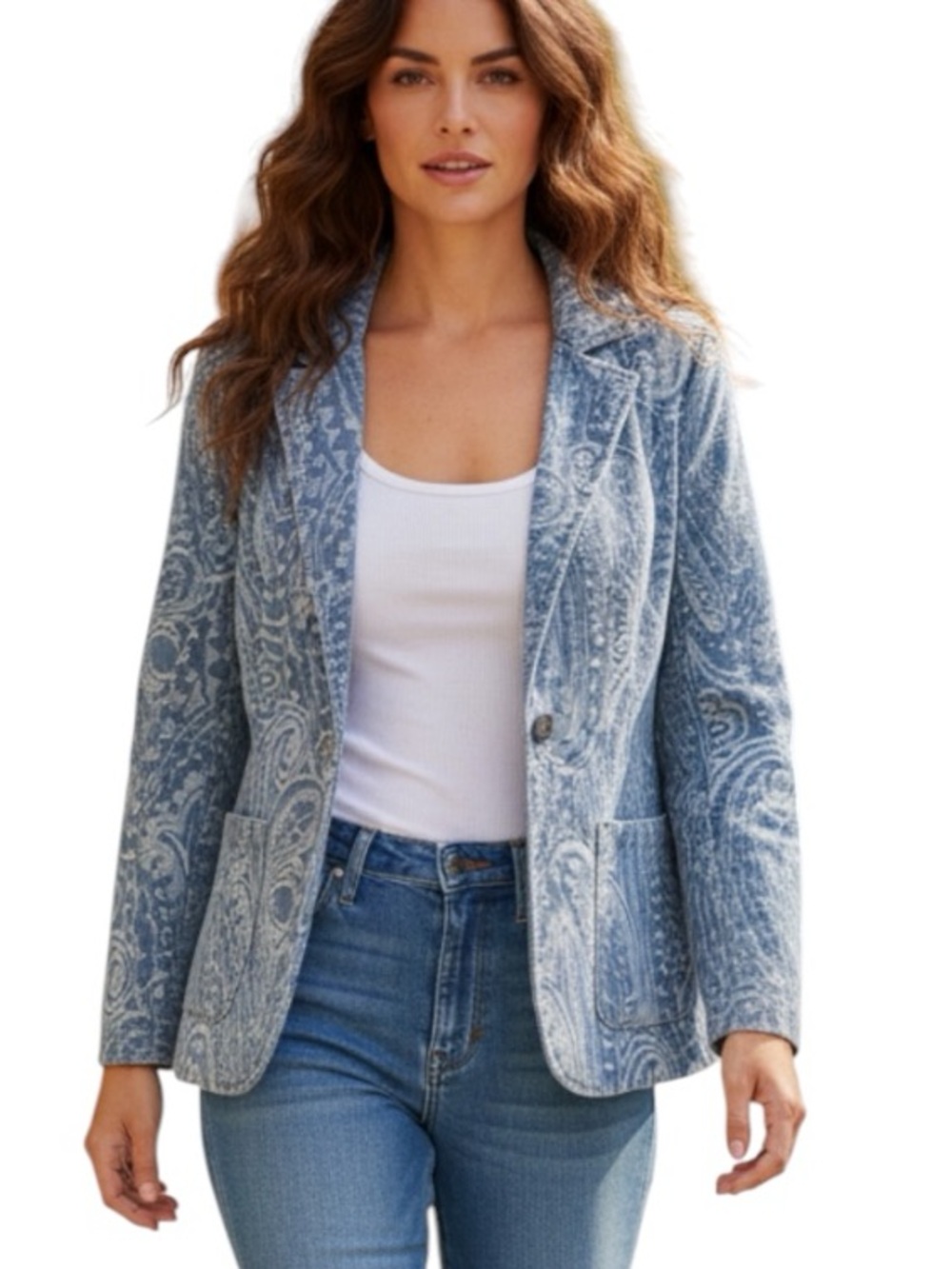 Solitaire Paisley Light Blue Blazer Jacket